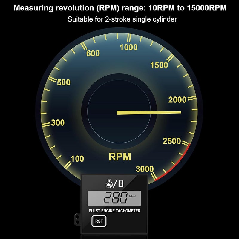 HTPREC Digital Engine Tachometer for Small Engine Pulse Tach Gauge Waterproof Inductive Tachometer RPM Tester for Gesture Lawn Mower RV ATV Dirt Bike Motocross Boat Tractor (10-15000RPM) - Image 5
